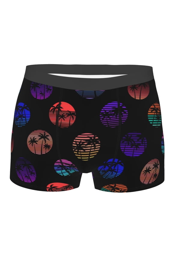 80s Style Palm Trees Mens Boxer Briefs Poly Spandex Performance Boxer Briefs Underwear Hem Boxer Briefs - Medium