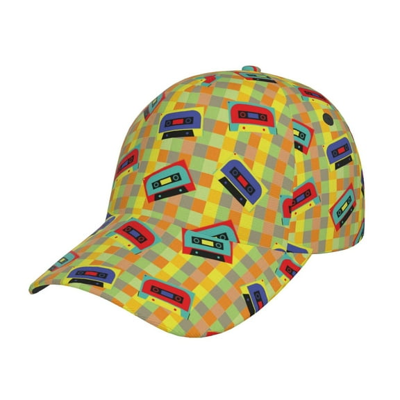Rateoe 90s Audio Tape Pattern Baseball Cap Outdoor Cap Mountain Dad Hat - Unstructured Soft Cotton Cap-Adjustable UV Protection Cap