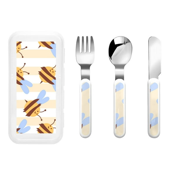 Rateoe A Bee for Stainless Steel Kids Silverware Set - Child and Toddler Safe Flatware - Children's Knife, Fork And Spoon Set
