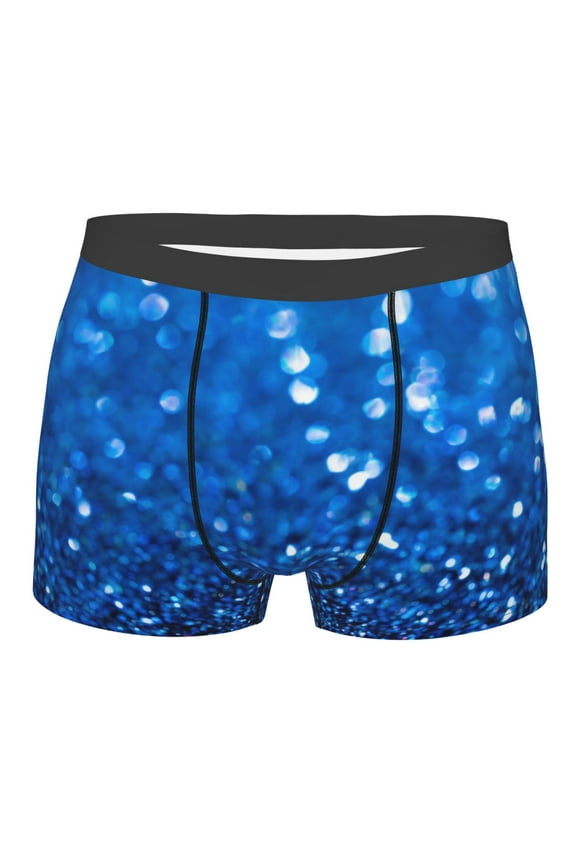 A Blue Glitter Mens Boxer Briefs Poly Spandex Performance Boxer Briefs Underwear Hem Boxer Briefs - Medium