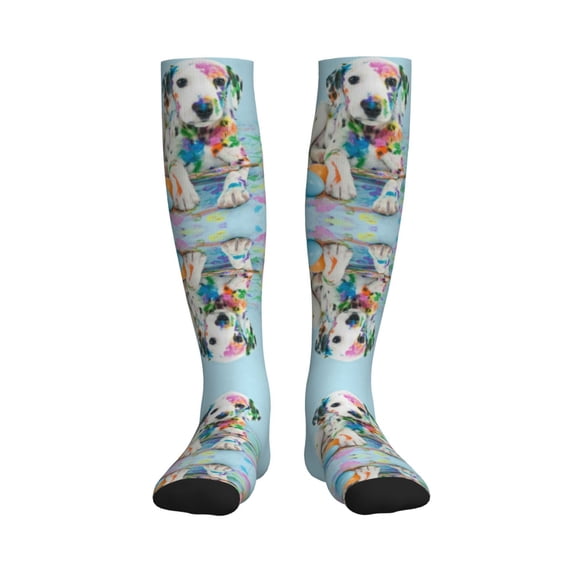 Rateoe A Funny Little Dalmatian Puppy Compression Socks for Women and Men 20-30mmHg-Circulation Support Socks Knee High Nurse Pregnant Running Medical and Travel Athletic