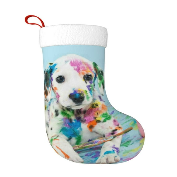 Rateoe A Funny Little Dalmatian Puppy Print Christmas Stockings,18 Inch Large Christmas Stockings Decoration Ornaments for Holiday Home Fireplace Indoors