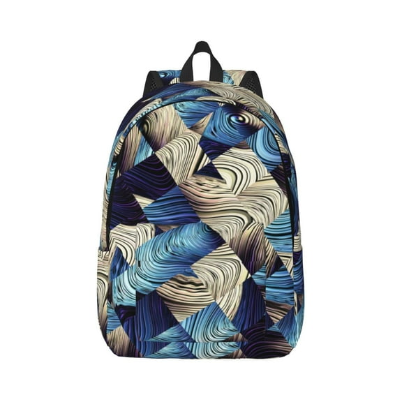 Rateoe Abstract Blue Squares Pattern Canvas College Laptop Backpack,Travel Daypack,Durable Rucksack Travel Notebook Bag School Backpack Book Bag for Men Women-Medium