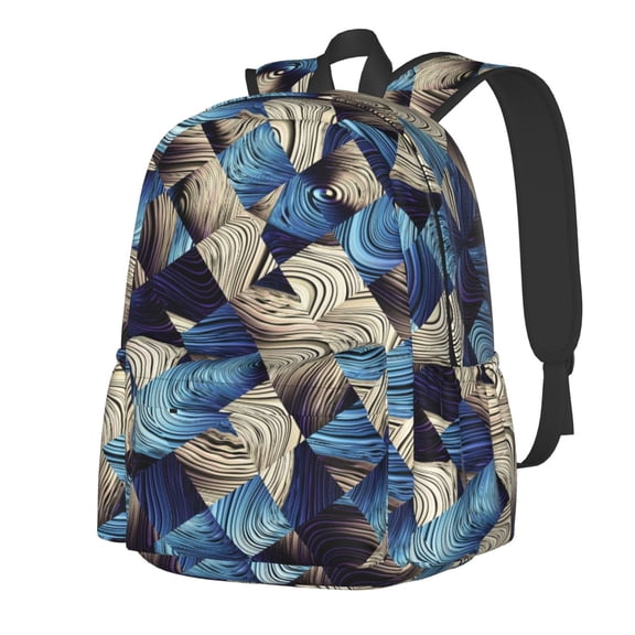 Rateoe Abstract Blue Squares Pattern Student Backpack,Backpack for School,Lightweight Bag,Travel Backpack,Outdoor Backpack,Large Capacity Backpack