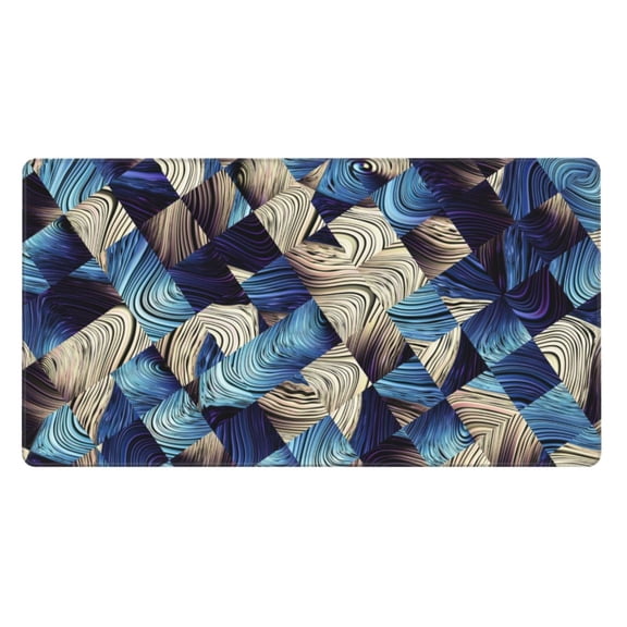 Rateoe Abstract Blue Squares Print Mouse Pad - Extended Large Gaming Mousepad,Non-Slip Stitched Edge,16x29.5 Inch