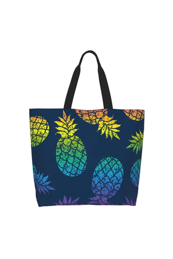 Abstract Bright Pineapple Fruit Retro Tote Bag - Waterproof Lightweight Handbags Travel Shoulder Bag for Hiking Yoga Gym Swimming Travel Beach