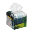 thumbnail image 1 of Rateoe Abstract Brushstrokes Green Blue Pattern Tissue Box Cover, Modern Square Decorative Leather Facial Paper Case Organizer Holder Dispenser 5X5X5'', 1 of 7