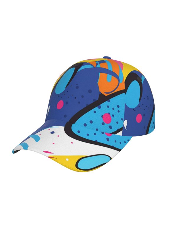Abstract Color Splash Pattern Mens Baseball Cap Adjustable Curved Brim Hat, Soft Cotton Sports Cap for Outdoor, Casual, and Everyday Wear, Comfortable & Breathable