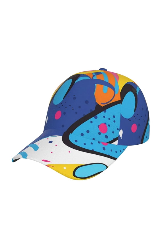 Abstract Color Splash Pattern Mens Baseball Cap Adjustable Curved Brim Hat, Soft Cotton Sports Cap for Outdoor, Casual, and Everyday Wear, Comfortable & Breathable