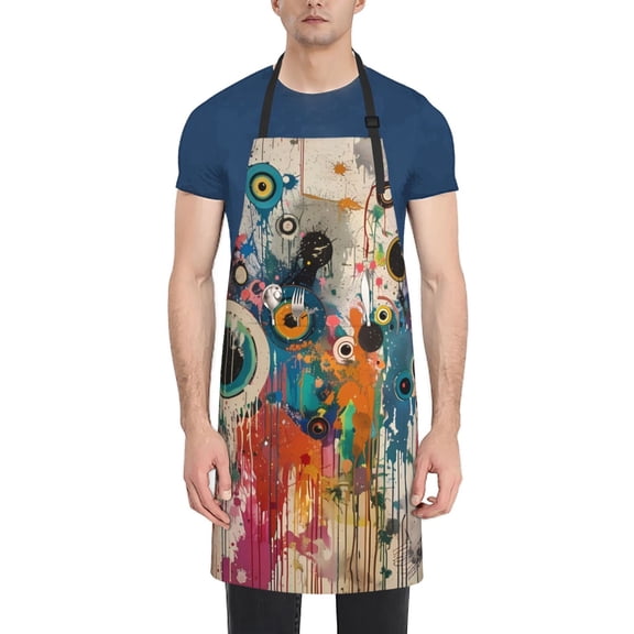 Rateoe Abstract Colorful Dripping Circles Aprons with Pocket,Men Womens Aprons Waterproof Adjustable Cooking Aprons for Kitchen Gardening and Salon