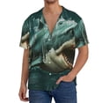 thumbnail image 1 of Rateoe Abstract Geometric Shark Pattern Men's Short Sleeve Classic Shirt, Casual Short-Sleeved Shirt, Lightweight Summer Shirt, Cuban Collar Shirt,Button-Front Shirt-4X-Large, 1 of 5