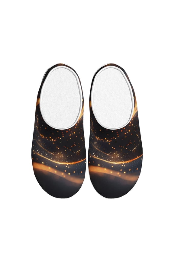 Abstract Glowing Wave Pattern Print Women's Men's Cotton Knit Slippers Lightweight Memory Foam Indoor House Shoes with Anti-Skid Sole-37/38