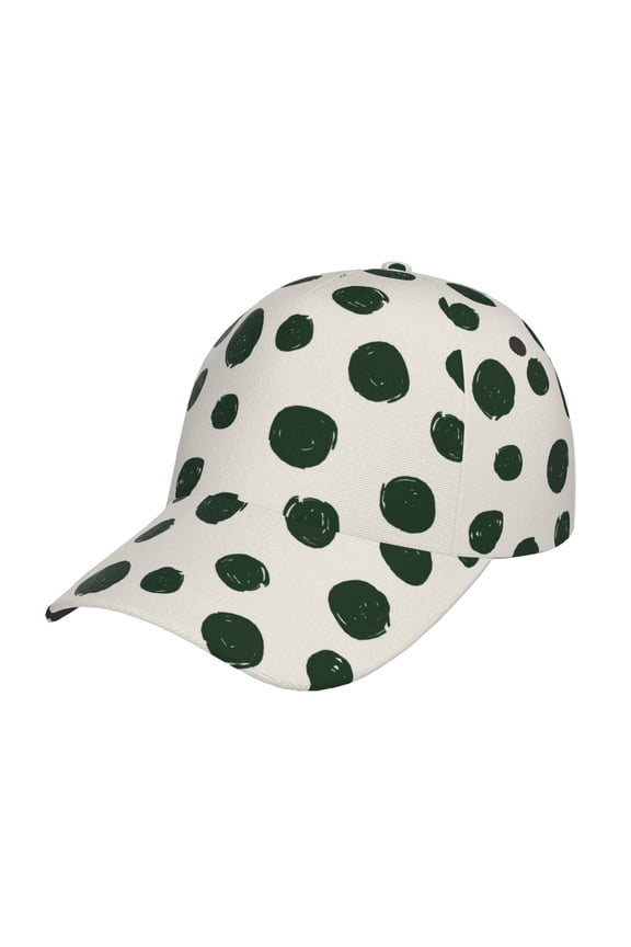 Abstract Green Polka Dot Pattern Baseball Cap Outdoor Cap Mountain Dad Hat - Unstructured Soft Cotton Cap-Adjustable UV Protection Cap