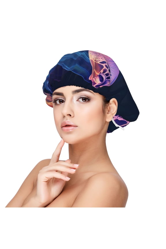 Abstract Line Turtle Pattern Silk Satin Hair Bonnet for Sleeping, Adjustable Sleep Cap Turban for Women , Curly Straight Hair Long Large Braid