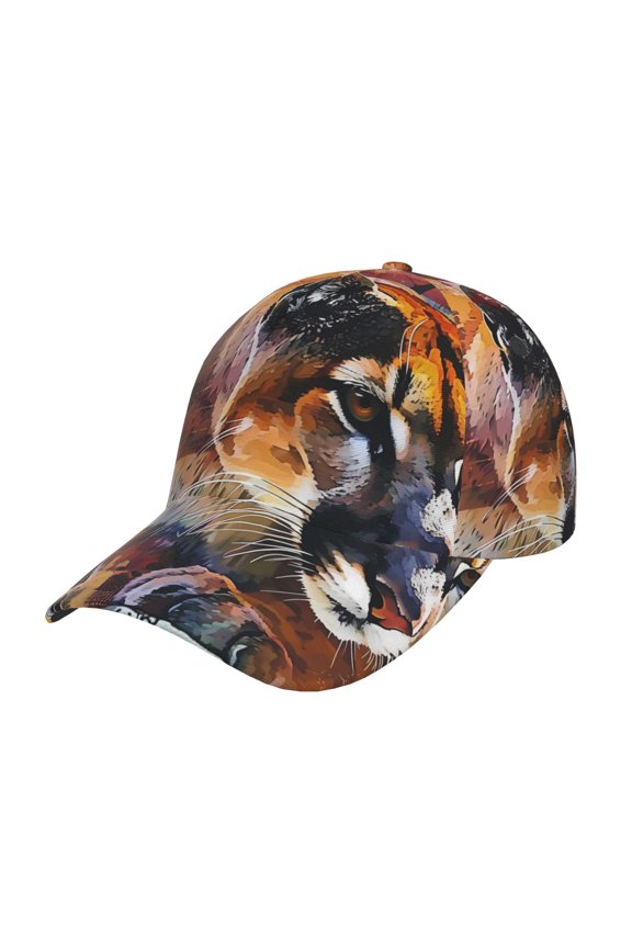 Abstract Lion Painting Pattern Mens Baseball Cap  Adjustable Curved Brim Hat, Soft Cotton Sports Cap for Outdoor, Casual, and Everyday Wear, Comfortable & Breathable