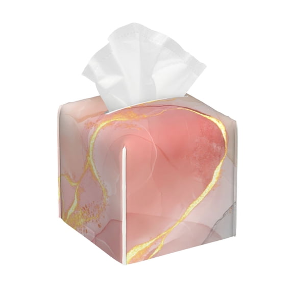 Rateoe Abstract Marble Texture Pattern Tissue Box Cover, Modern Square Decorative Leather Facial Paper Case Organizer Holder Dispenser 5X5X5''
