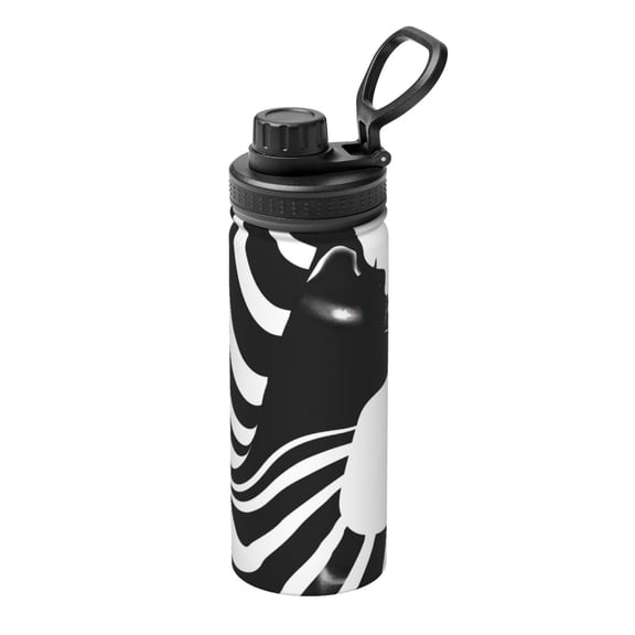 Rateoe Abstract Monochrome Profile Printed 18oz Sports Insulated Water Bottle, Double-Wall Stainless Steel Kettle with Leak-Proof Cap and Carry Loop, BPA-Free for Outdoor, Gym, Camping, and Travel