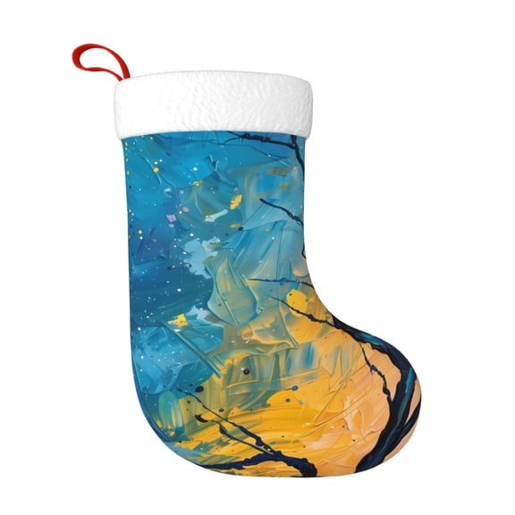 Rateoe Abstract Night Sky Tree Print Christmas Stockings,18 Inch Large Christmas Stockings Decoration Ornaments for Holiday Home Fireplace Indoors