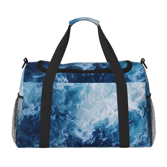 Rateoe Abstract Ocean Waves Pattern Gym Bag for Women, Duffle Bag for Travel with Wet Pocket, Carry on Weekender Bags for Women, Water Resistant Travel Bag Duffel Bag