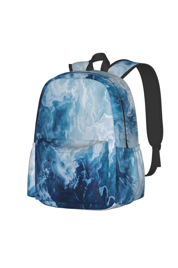Abstract Ocean Waves Pattern Student Backpack,Backpack for School,Lightweight Bag,Travel Backpack,Outdoor Backpack,Large Capacity Backpack