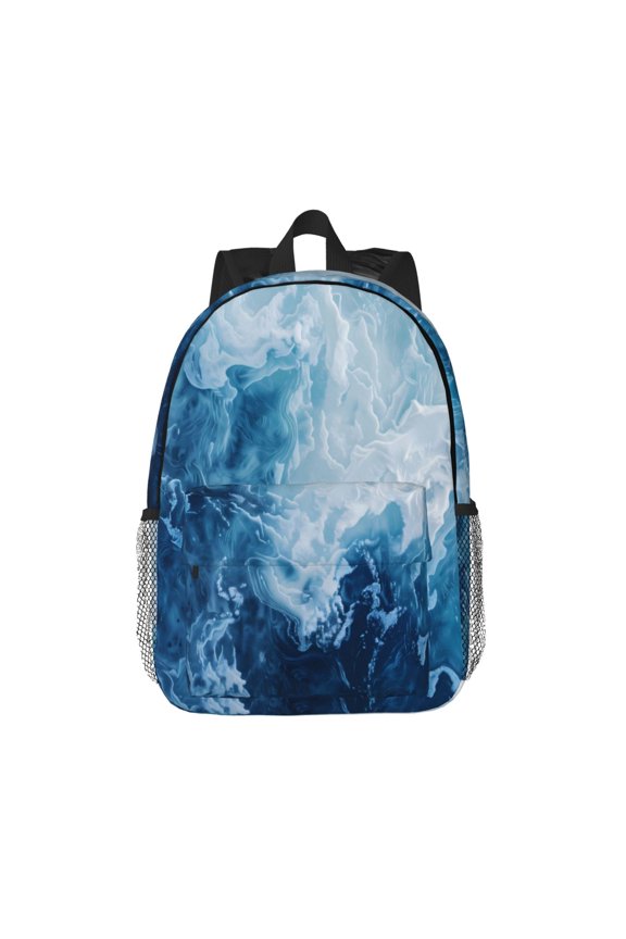 Abstract Ocean Waves Pattern Student Backpack Water-resistant Backpack 15-inch Laptop Backpack Lightweight Adjustable School Backpack