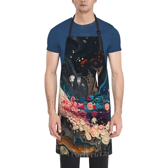 Rateoe Abstract Peacock Painting Aprons with Pocket,Men Womens Aprons Waterproof Adjustable Cooking Aprons for Kitchen Gardening and Salon