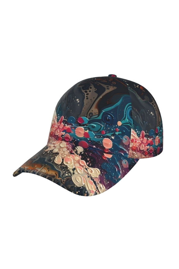Abstract Peacock Painting Pattern Mens Baseball Cap  Adjustable Curved Brim Hat, Soft Cotton Sports Cap for Outdoor, Casual, and Everyday Wear, Comfortable & Breathable