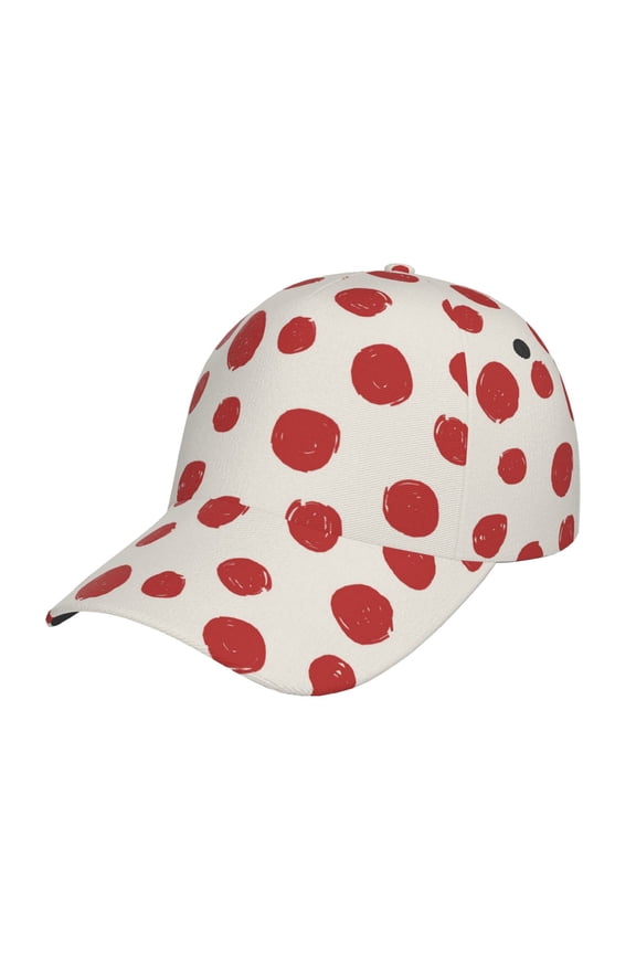 Abstract Red Polka Dot Pattern Baseball Cap Outdoor Cap Mountain Dad Hat - Unstructured Soft Cotton Cap-Adjustable UV Protection Cap