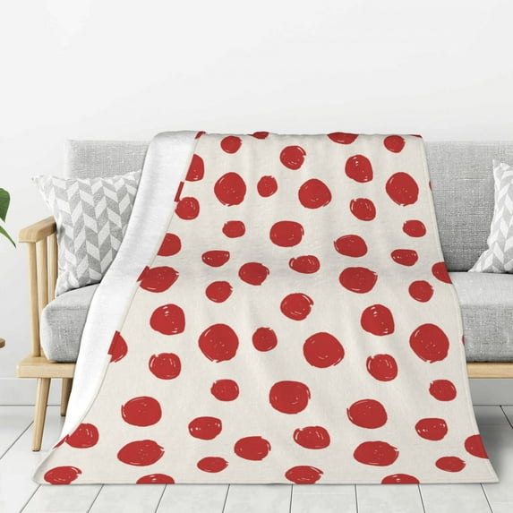 Rateoe Abstract Red Polka Dot Pattern Flannel Throw Blanket, Ultra-soft Blanket for Bed, Couch, Car, Hypoallergenic Anti-pilling blanket-80"x60"(Vertical)