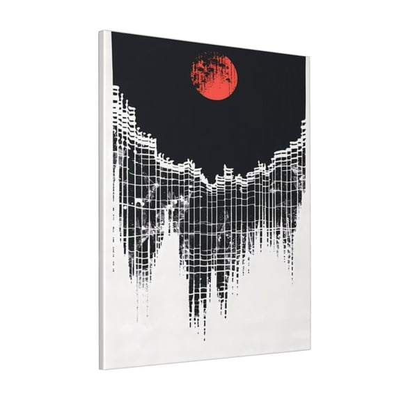 Rateoe Abstract Red Sun Design Pattern Decorative Picture – Unique Modern Wall Art, Ready-to-Hang Canvas Print for Home (Vertical)