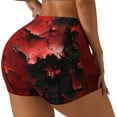 thumbnail image 1 of Rateoe Abstract Red Textured Canvas Printed Power Workout Shorts for Women Tummy Control Squat Proof Ribbed Thick Seamless Scrunch Active Short-Medium, 1 of 8