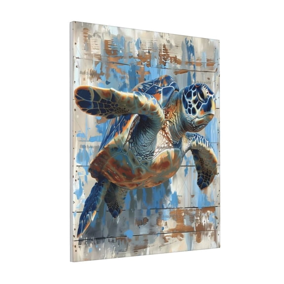 Rateoe Abstract Sea Turtle Pattern Decorative Picture – Unique Modern Wall Art, Ready-to-Hang Canvas Print for Home (Vertical)