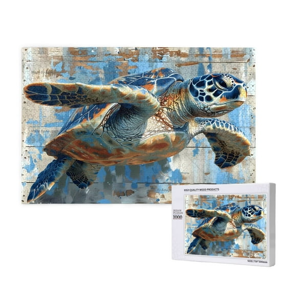 Rateoe Abstract Sea Turtle Pattern Wooden Picture Puzzle ,1000 Piece Jigsaw Puzzle ,Family Fun Puzzle, Home Décor Puzzle, Gift Puzzle(Horizontal style)