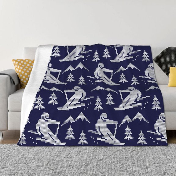 Rateoe Abstract Skiing Pattern Flannel Throw Blanket, Ultra-soft Blanket for Bed, Couch, Car, Hypoallergenic Anti-pilling blanket-