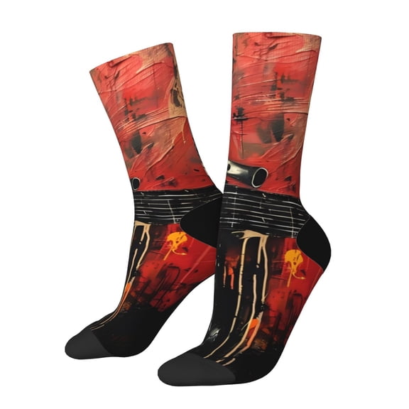Rateoe Abstract Skull Guitar Art for Women Casual Calf Socks - Cute Crew Socks - Thin Soft Above Ankle Socks Size 5-11