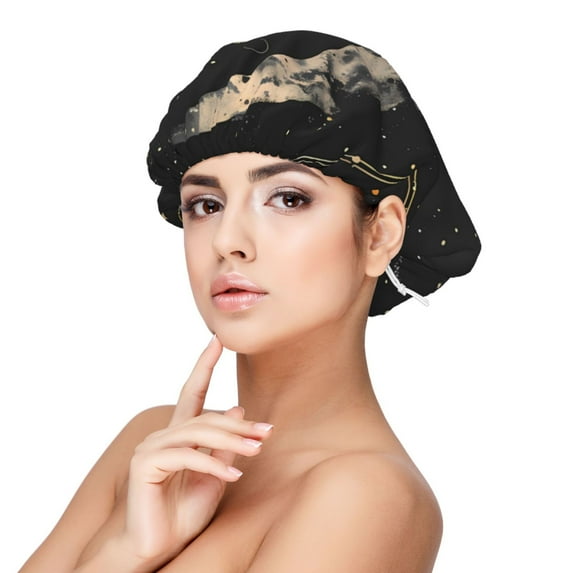 Rateoe Abstract Starry Sky Moon Pattern Silk Satin Hair Bonnet for Sleeping, Adjustable Sleep Cap Turban for Women , Curly Straight Hair Long Large Braid