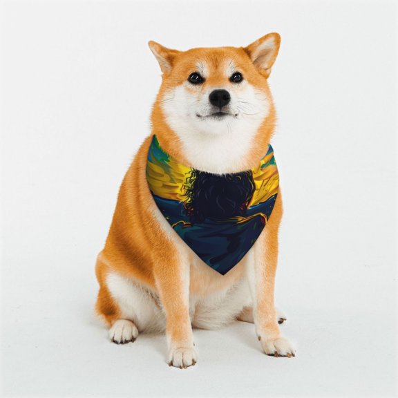 Rateoe Abstract Starry Sky Print Pet Scarf for Dogs and Cats – Stylish Reflective Design, Breathable & Durable Pet Bandana with Quick-Release Buckle-Large