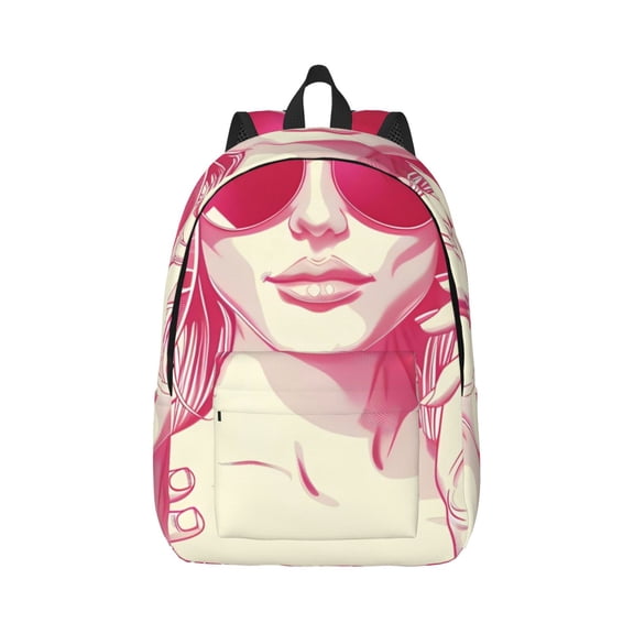Rateoe Ace Of Diamonds Lady Pattern Canvas College Laptop Backpack,Travel Daypack,Durable Rucksack Travel Notebook Bag School Backpack Book Bag for Men Women-Small
