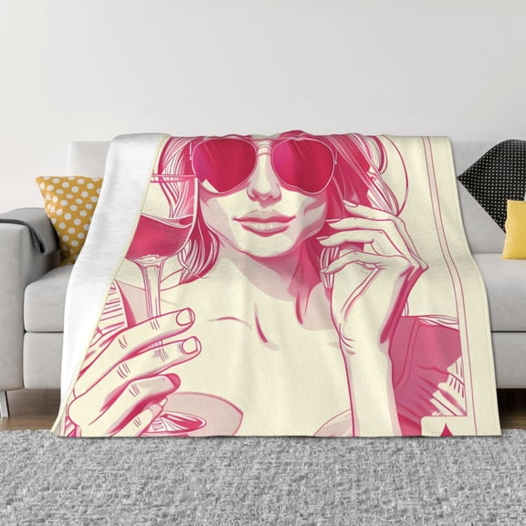 Rateoe Ace Of Diamonds Lady Pattern Flannel Throw Blanket, Ultra-soft Blanket for Bed, Couch, Car, Hypoallergenic Anti-pilling blanket-60"x50"(Horizontal)