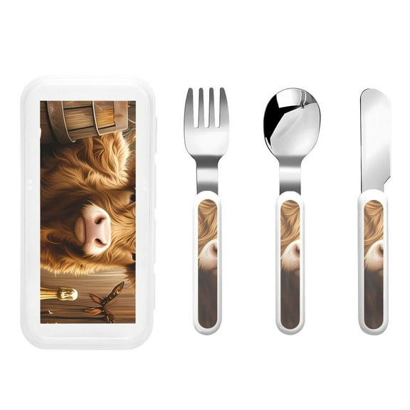 Rateoe Adorable Calf Butterflies Champagne for Stainless Steel Kids Silverware Set - Child and Toddler Safe Flatware - Children's Knife, Fork And Spoon Set