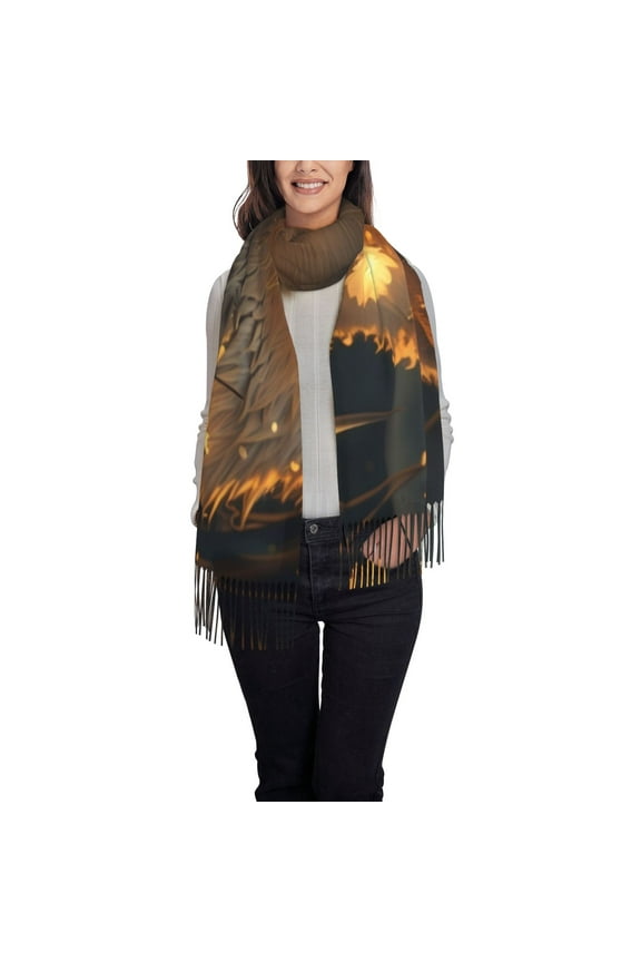 Adorable Otter Pair Hug Women's Traditional Scarf Wrap Tassel Shawl Fringes Neck Head Shawl Retro Scarf