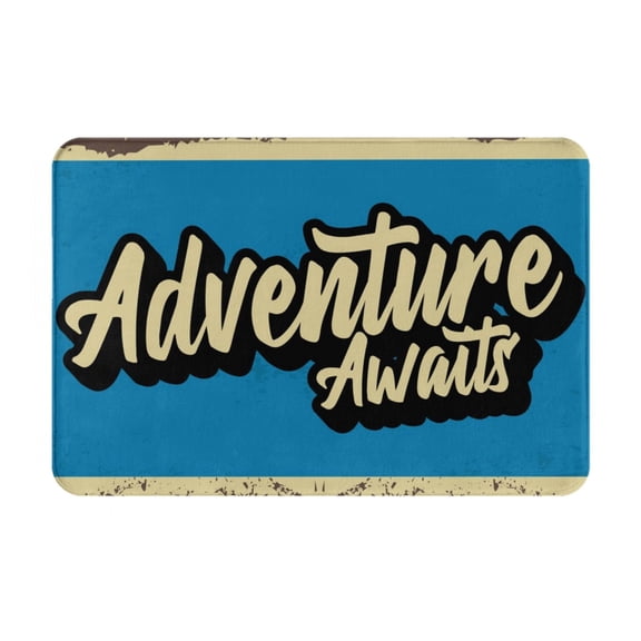 Rateoe Adventure Awaits Pattern Flannel Door Mat Indoor Outdoor Entrance, Waterproof All-Weather Doormat,Fade Resistant, Low Profile Entryway Mat 16x24in