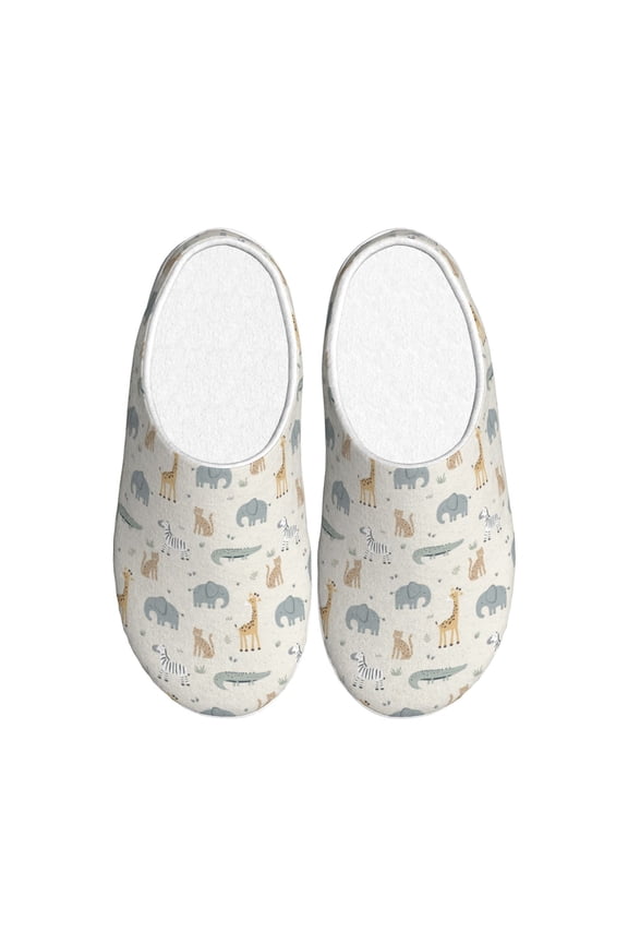 African Animals Print Women's Men's Cotton Knit Slippers Lightweight Memory Foam Indoor House Shoes with Anti-Skid Sole-39/40