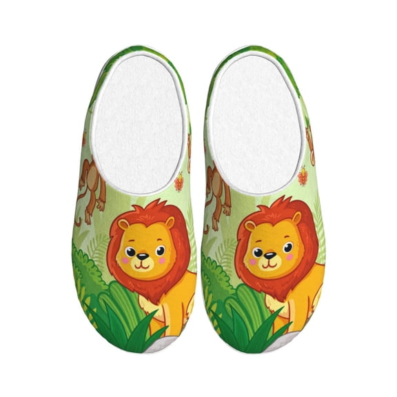 Rateoe African Animals in the Jungle Print Women's Men's Cotton Knit Slippers Lightweight Memory Foam Indoor House Shoes with Anti-Skid Sole-37/38