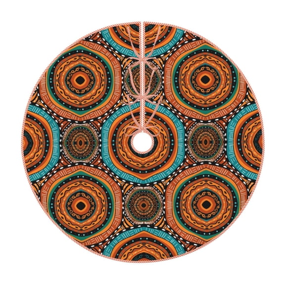 Rateoe African Tribal Style Pattern Christmas Tree Skirt with Ties , Christmas Tree Decorations, Farmhouse Christmas Decor Xmas Holiday Decorations-30"