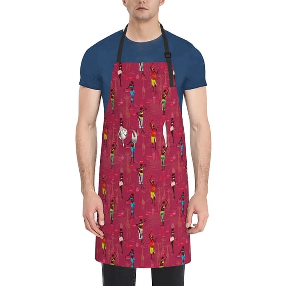 Rateoe African Women Bearing Clay Pots Aprons with Pocket,Men Womens Aprons Waterproof Adjustable Cooking Aprons for Kitchen Gardening and Salon