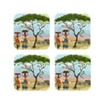thumbnail image 1 of Rateoe African Women Drawing Drink Coasters Set of 4 Leather Coasters Spill Protection for Table Desk,Durable and Non Slip Leather Coaster ,4 Inches Drink Mats-Square, 1 of 6