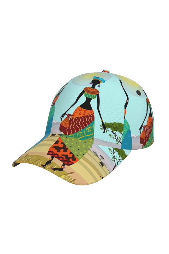 African Women Pattern Baseball Cap Outdoor Cap Mountain Dad Hat - Unstructured Soft Cotton Cap-Adjustable UV Protection Cap