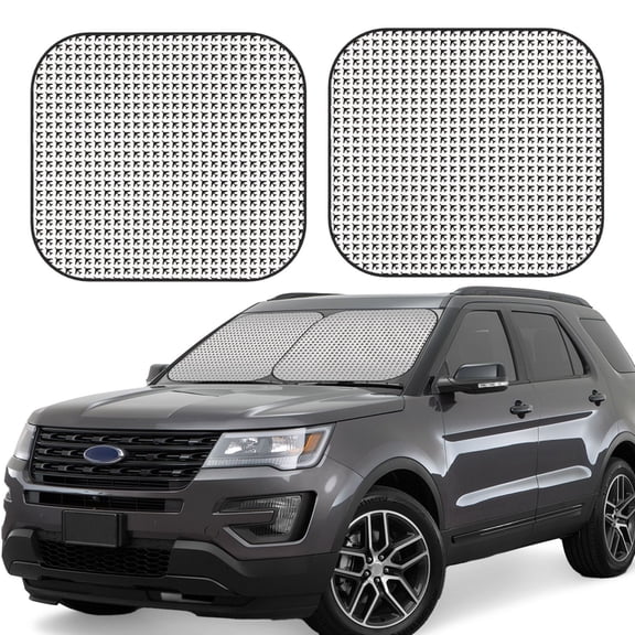 Rateoe Airplane Pattern 2 Piece Car Windshield Sun Shade Foldable | Front Windshield Shade for Sun, Heat and UV Rays | Sunshade for Car Front Window-Large
