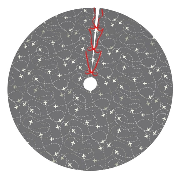 Rateoe Airplane Routes Around The World Print Christmas Tree Skirt 30" for Xmas Holiday New Year Party Circle Tree Mat Ornaments Decoration